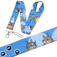 yq597 cartoon cats lanyard blue keychain cord for pendants keys id badge holder neck strap hang rope mobile phone rope lariat