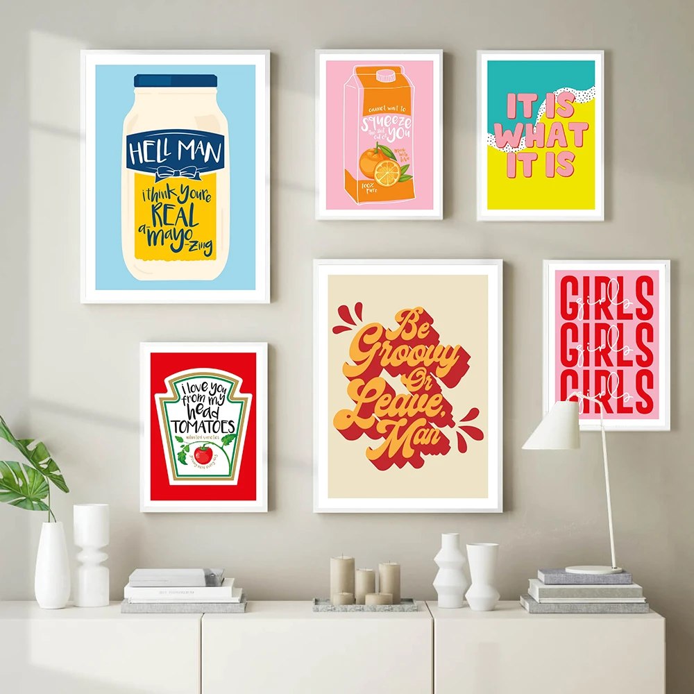 Настенная картина в скандинавском стиле с изображением фруктового сока помидор