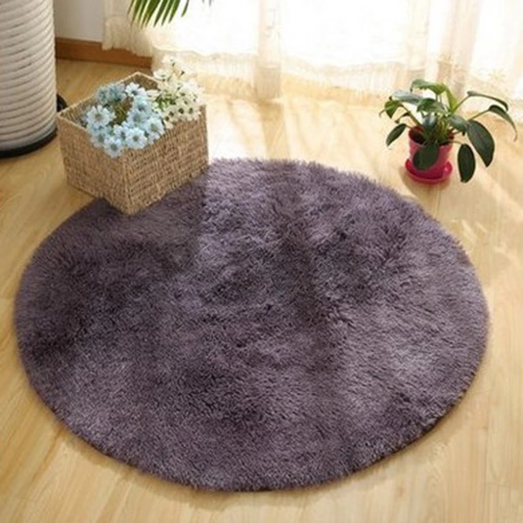 Мягкий круглый коврик ковры для гостиной спальни синий мохнатый ковер
