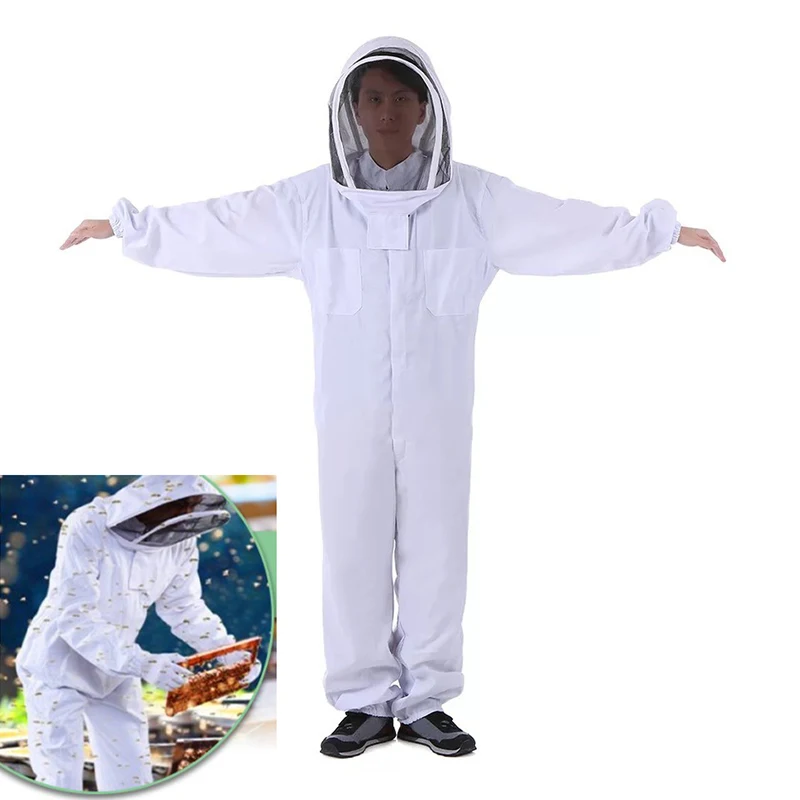 

1PC Full Body Beekeeping Clothing Professional Beekeepers Bee Protection Beekeeping Suit Safty Veil Hat Dress All Body Equipment