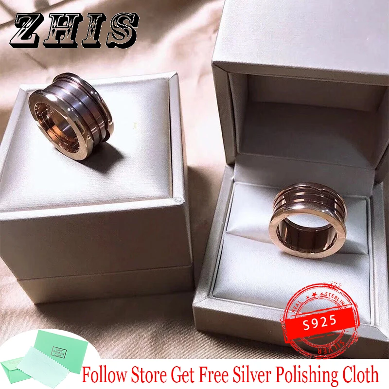 

Original S925 Silver Ring Rose Gold Brown Bronze Ceramics Thread Ring Rome Logo Lovers Ring Luxury Brand Jewelry Women Gifts