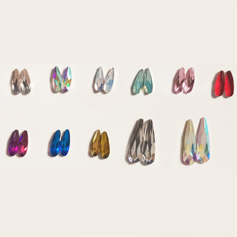 

2019Fashion 3D Nail Art Long Water Drop Fancy Shaped Crystal Flat Back Rhinestones Decoration
