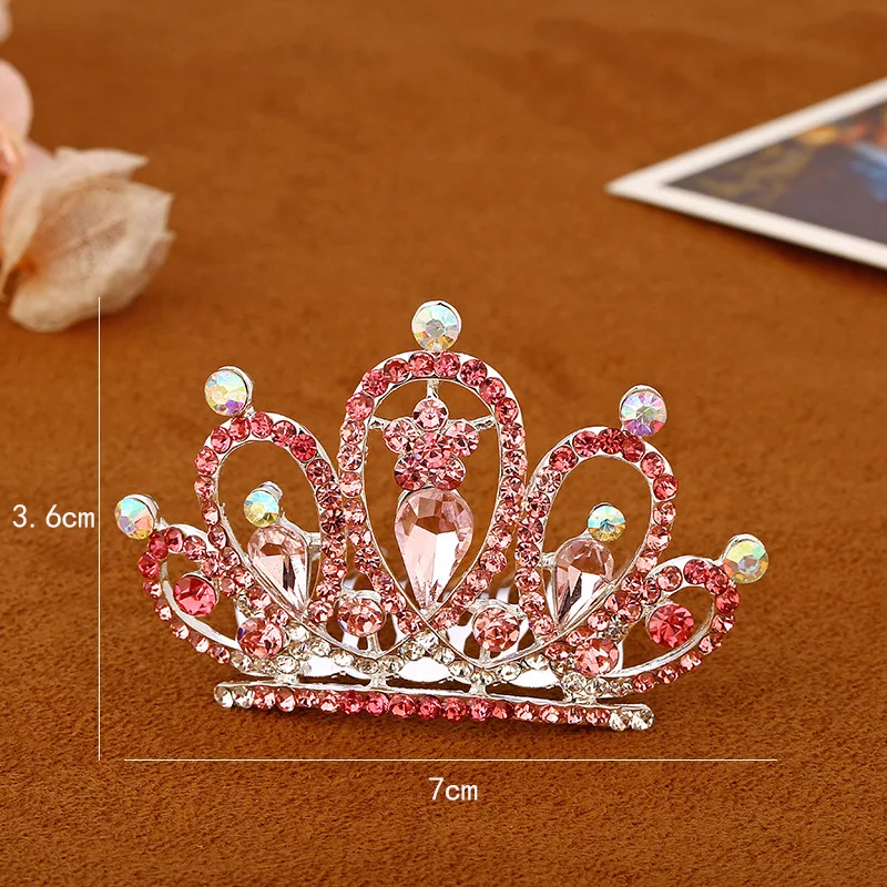 Children Girls Glitter Rhinestone Crown Hairgrip Princess Bow Small Hairpin Mini Tiara Hair Comb Clips Women Wedding Party Favor |