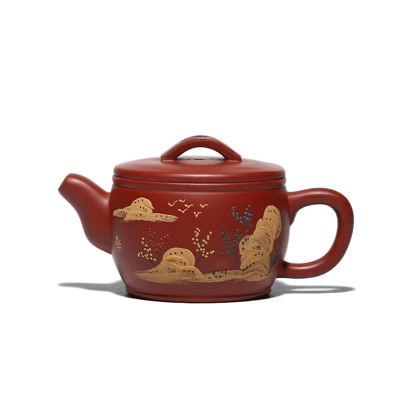 

Clay painted Hanwa raw ore Dahongpao Kungfu teapot