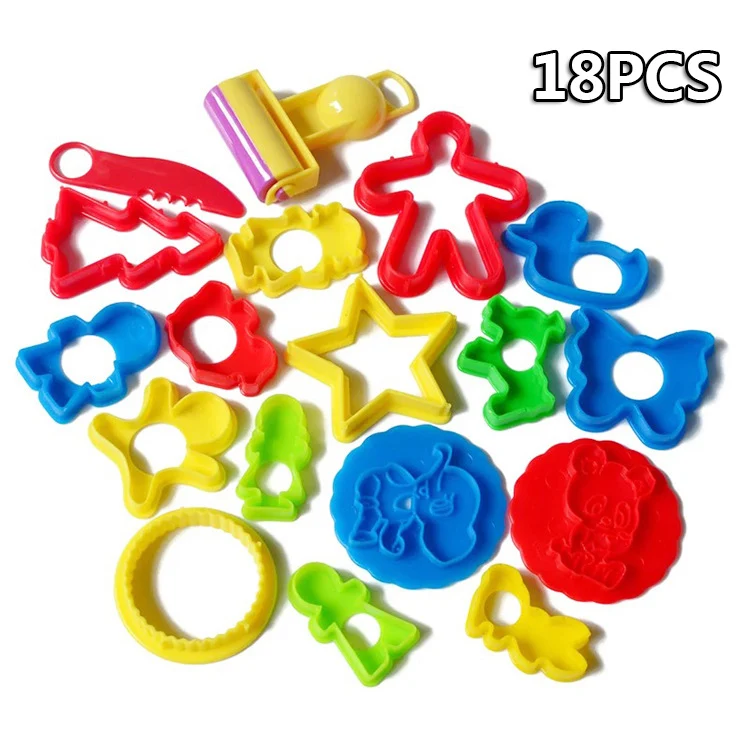 18PCS Tools Горячая глина "сделай сам" игровой набор инструментов для теста для лепки аксессуары пластик ine моделирование формы комплект глины слизь пластиковый набор резаков формы игрушки для детей - Цвет: 18PCS Tools