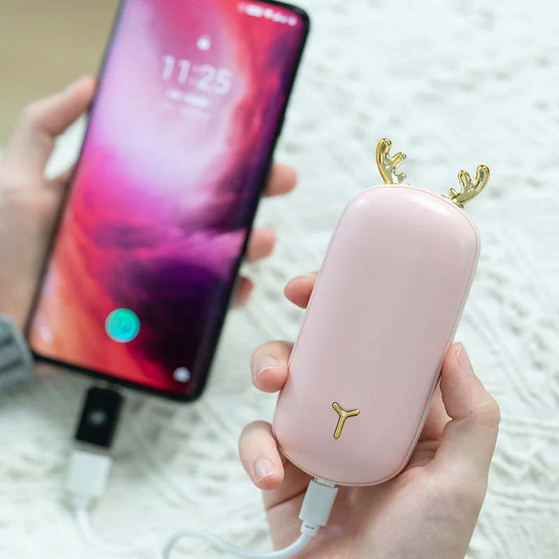 Фавн USB Подогреватель рук и зарядное устройство 2 в 1 двусторонний самонагревающийся портативный мини-эксплозионозащищенный милый теплый подарок для младенца.