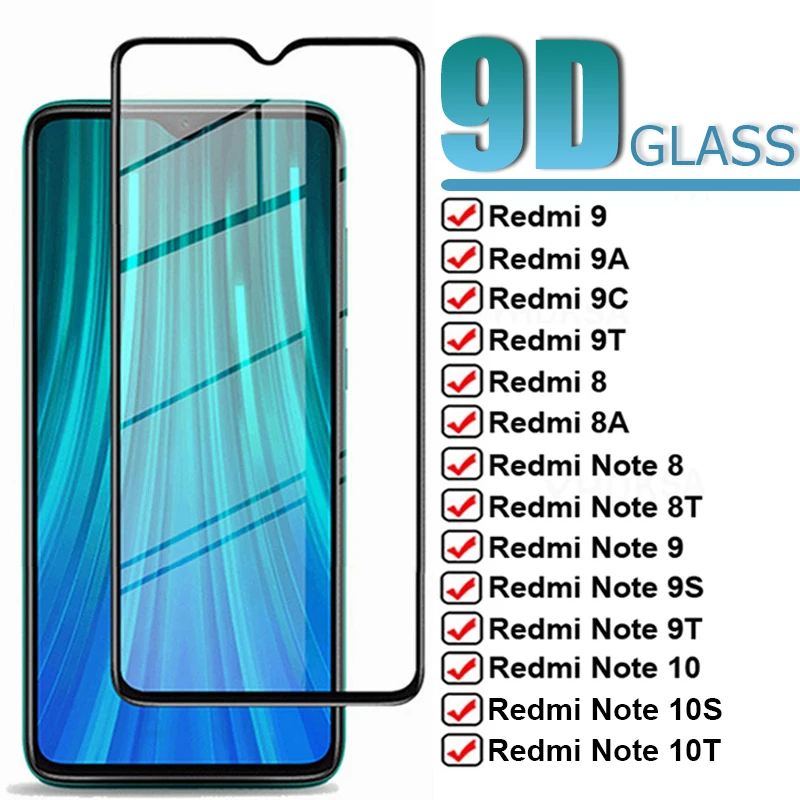 

9D полное закаленное стекло на Redmi Note 8 9 10 Pro Max 8T 9T 10T 9S 10S для Xiaomi Redmi 8 8A 9 9A 9C Защитная пленка для экрана