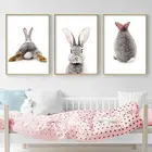 Серый кролик постеры с животными и художественная печать на холсте картина с милым зайчиком Wall Art Детская украшения декоративная картина для детской Nordic