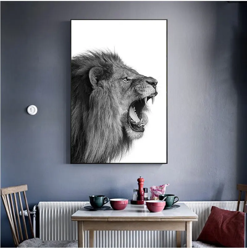 Холст с изображением Льва и львицы черно-белая деревянная стена животных картина