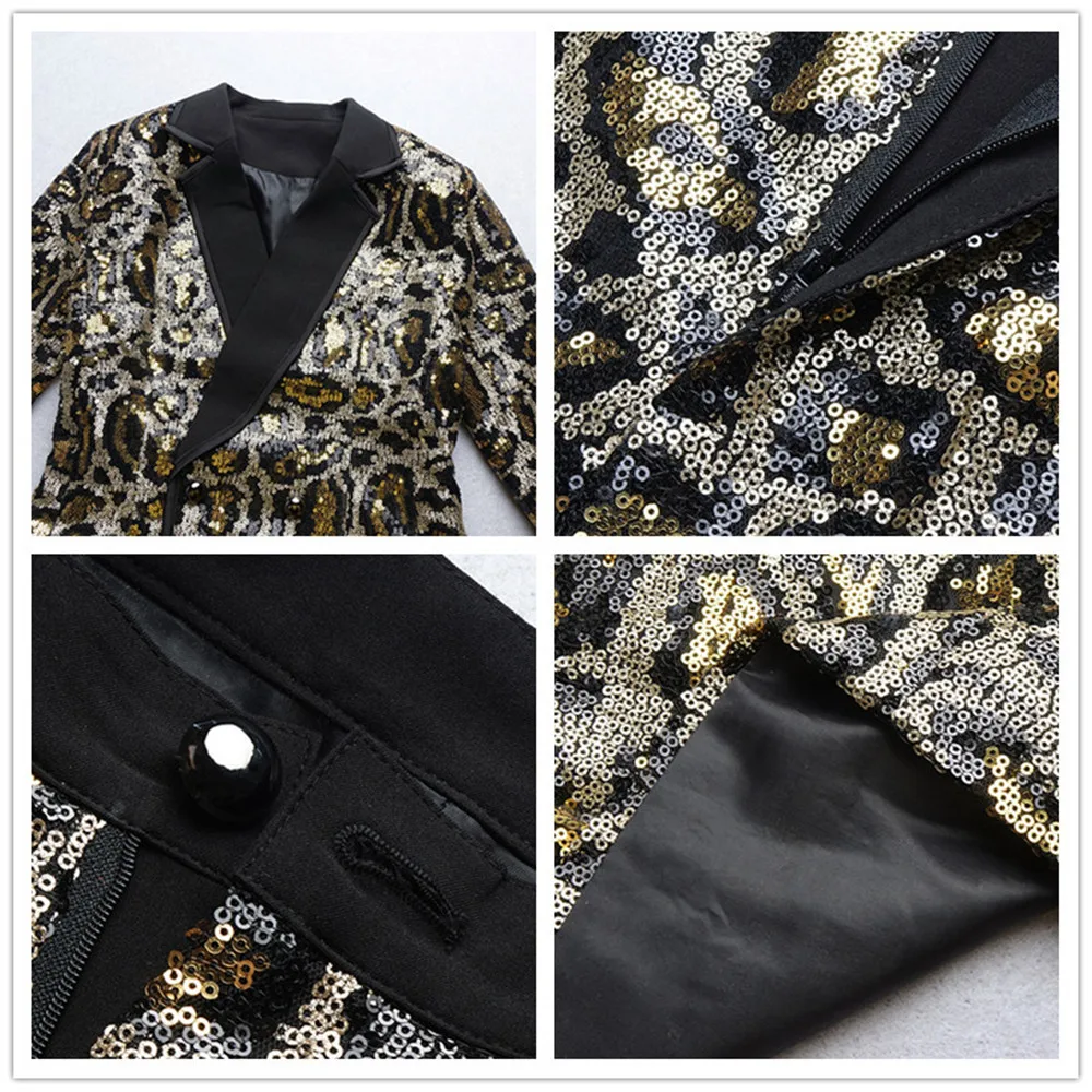 Женский винтажный Костюм-двойка элегантный костюм из блейзера и брюк с принтом