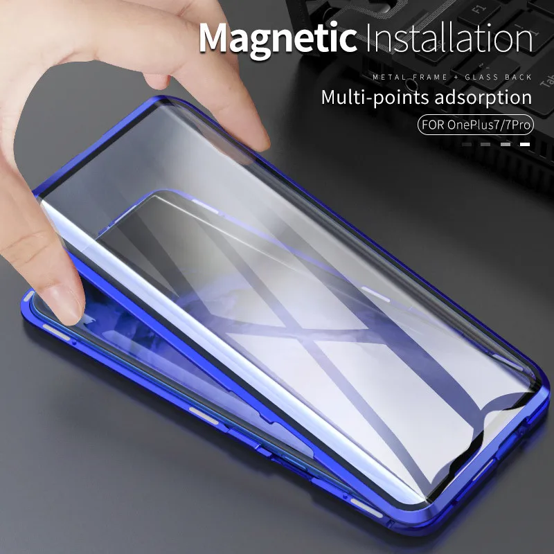 Чехол с магнитной застежкой для OnePlus 7T 1 + 7t 7 Pro One Plus 6 6t двухсторонний стеклянный