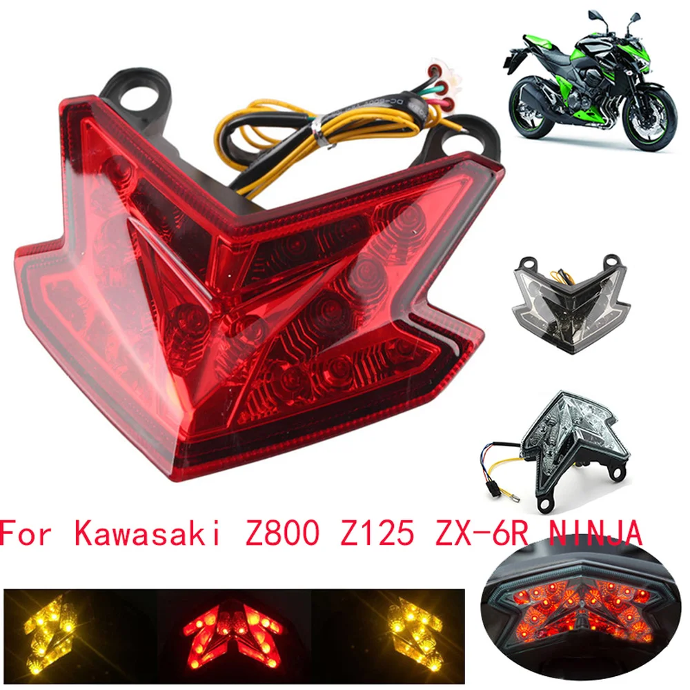 For Kawasaki Z800 Z125 NINJA ZX-6R ZX6R 2013-2017 Motorcycle LED Integrated Blinker Rear Tail Light Stop Brake Turn Signal Light