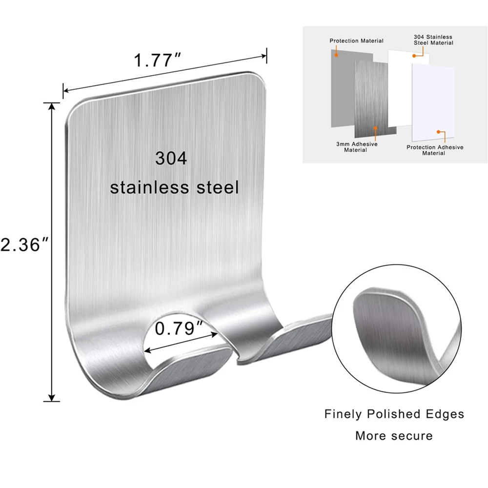 

Razor Holder Shaver Hook Hanger Stand(2/4 PC)Self Adhesive 304 Stainless Steel Heavy Duty Bathroom Kitchen Hook For Safety Razor