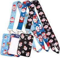 cb1139 santa claus cartoon lanyard keychain lanyards for keys badge id mobile phone rope neck straps accessories christmas gift