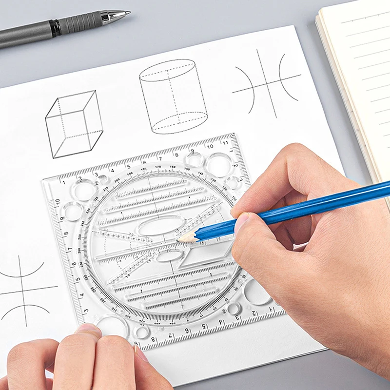 

1pc Circle Template Ruler Drawing Rulers Angle And Circle Maker Art Design Construction Architect Stereo Geometry Measuring Tool