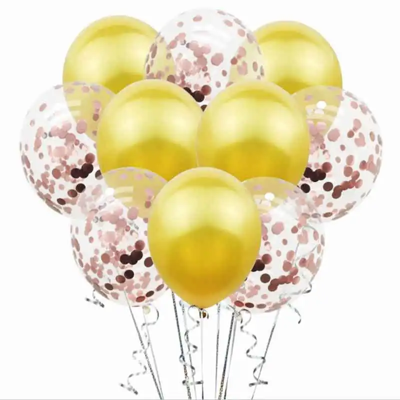gold rose gold 10 шт./компл. 12 дюймов многоцветный конфетти латексных воздушных шаров с Свадебные украшения шары Baby Shower День рождения Праздничный Декор - Цвет: gold rose gold