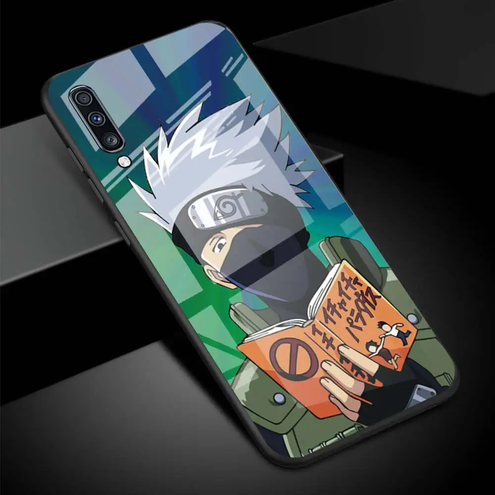 

Naruto Kakashi Tempered Glass Phone Case For Samsung Galaxy A51 A71 5G A50 A70 A31 A10 A21s A91 Black Cover Coque Fundas