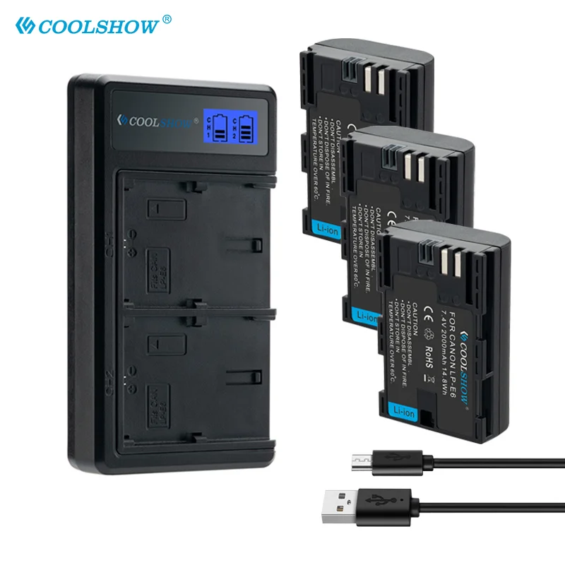 Аккумуляторы для камеры 2000 мАч LP E6 LPE6 LP-E6 Canon EOS 5DS R 5D Mark II III 6D 7D 70D 80D аккумуляторные