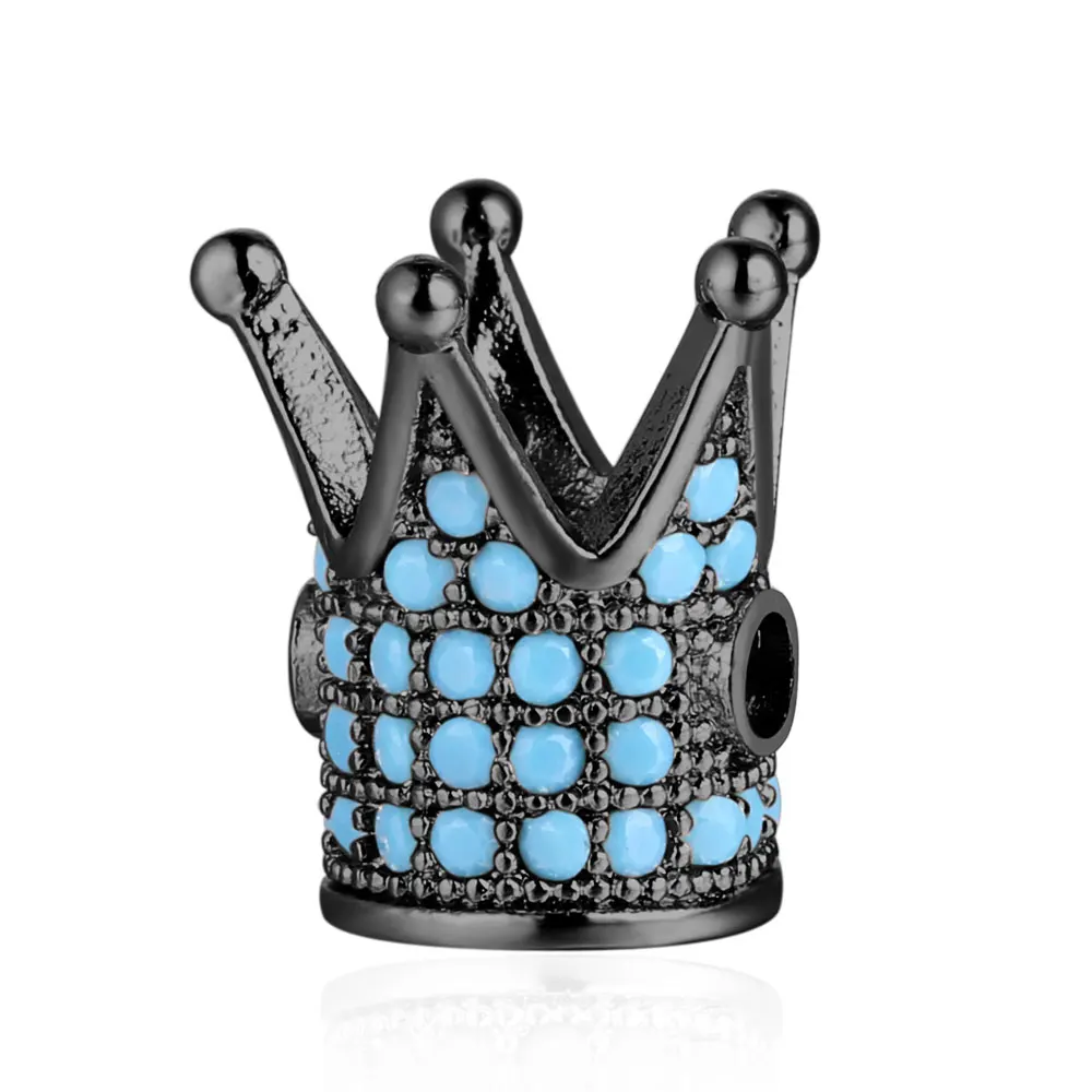 3 шт./лот 100% микро паве CZ красочные циркониевые короны бусины 7 цветов пистолет