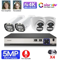 5mp security camera system poe 8mp video surveillance set 4ch recording nvr kit cctv outdoor two way audio ip color night camera