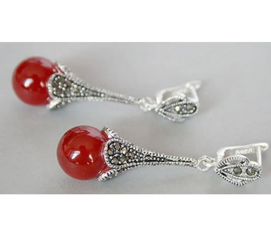 Fashion jewelry Free Shipping wholesale good Hot sale Lady's red jade Gems 925 Sterling Silver Ring Pierced Earrings Nobility Fi |