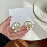 yangliujia s925 needle fashion circle flower earrings sweet and elegant personality fairy earrings girl jewelry christmas gift