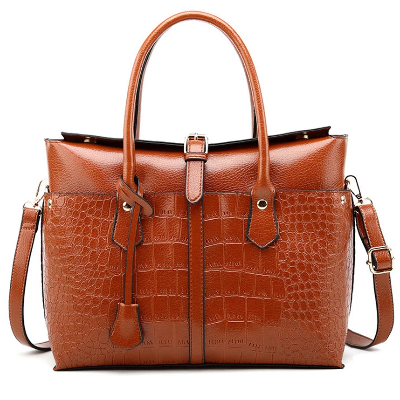 

2019 Fashion Solid Alligator Pu Leather Shoulder Bags Women Messenger Bags Brands Business Handbag Hasp Satchels Tote