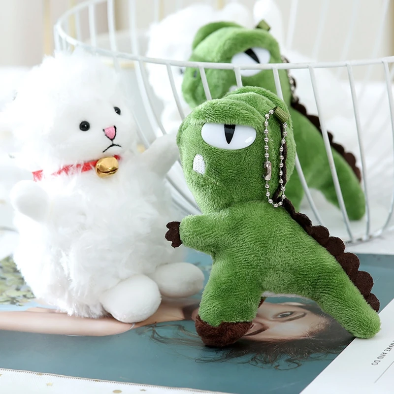 

11cm/4inch Plush Dinosaur Doll for Handbag Decors Realistic Key Chain Toy H9EF