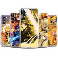 anime demon slayer zenitsu phone case for samsung galaxy s21 s20 ultra 5g s10 lite s9 plus s20 fe transparent soft funda cover