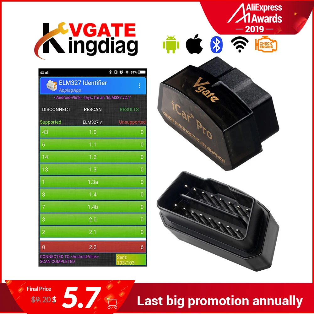 Vgate iCar Pro Bluetooth 4,0/3,0/wifi obd2 ELM327 автоматический диагностический сканер для Android/IOS автомобильный диагностический инструмент OBD elm327 V2.1