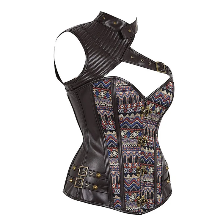 Gothic Corset Waist Trainer Shaper Women Steampunk Gorset Overbust Corselet Sexy Cosplay Bustier Halterneck Fashion Korsett Sexi