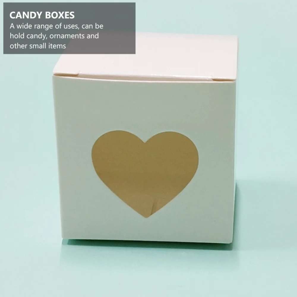 

1 Set 50 Pcs PVC Wedding Candy Boxes with Heart-shaped Clear Window (White)