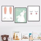Картина на холсте с изображением милого мультяшного животного кролика звезды метеорита, настенные картины и принты в скандинавском стиле, декор детской комнаты