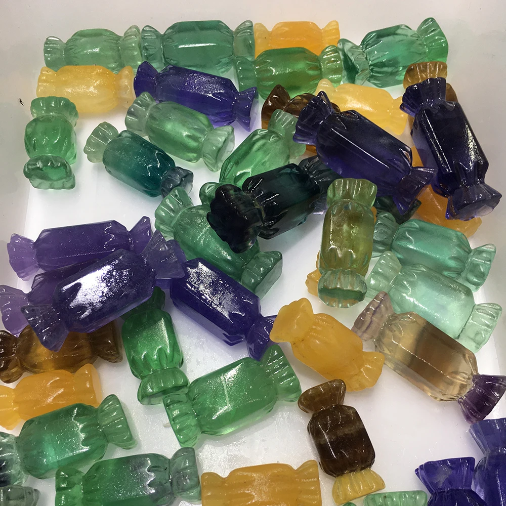 

1pc Natural Fluorite Candy Home Living Room Decoration Decoration Artwork Ornaments Open Chakras To Restore Spiritual Power