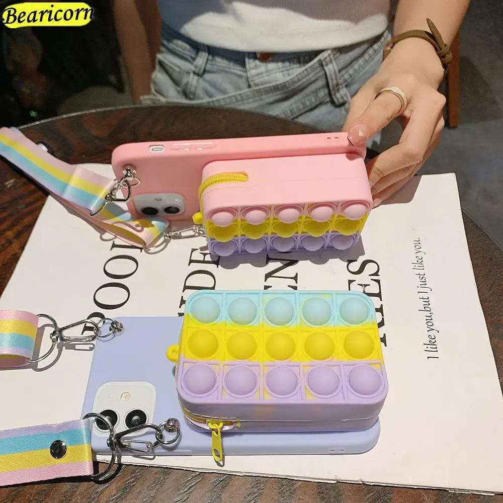 Coin Purses Pop Case For Xiaomi Redmi 4A 4X 5 5A 6 6A 7A 8A 9 9A 9i 9C 9T K20 K30i K30s K40 Pro Plus Hearts Bubble Wallet Cover