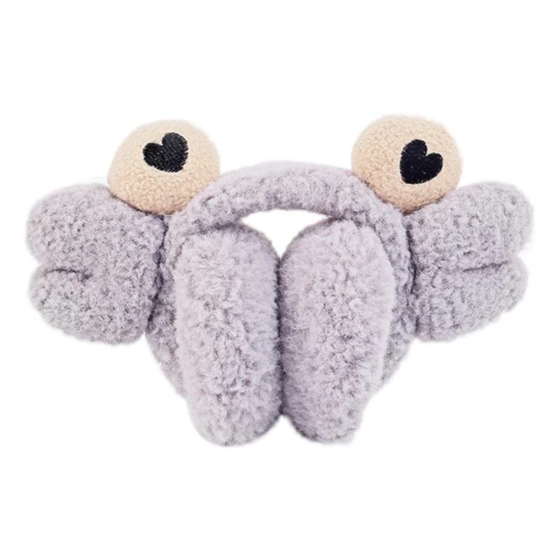 

28TF Crab Ear Warmers For Kids Foldable Girl Cute Plush Warm Earmuffs Women Lolita Warmer Muff Ear Cover Lovely Headband