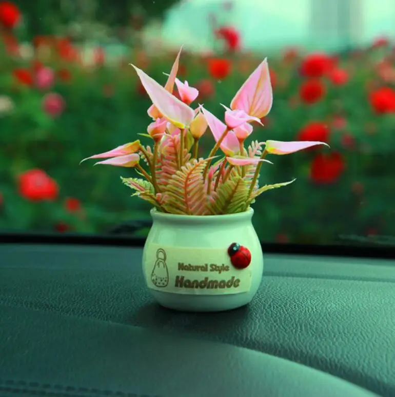 as the picture shows Автомобильные украшения для моделирования растений, ароматерапия с парфюмом в горшке, украшения для салона автомобиля, аксессуары для гостиной, спальни, подарок - Название цвета: as the picture shows