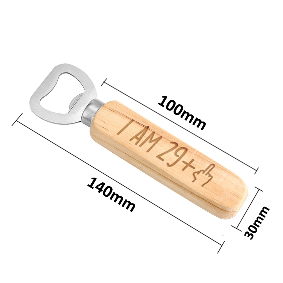 

Wood Handle Bottle Opener Engraved DIY LOGO Glass Cap Opener Personalized Home Kitchen Bar beer Openers Gifts for Family Friends