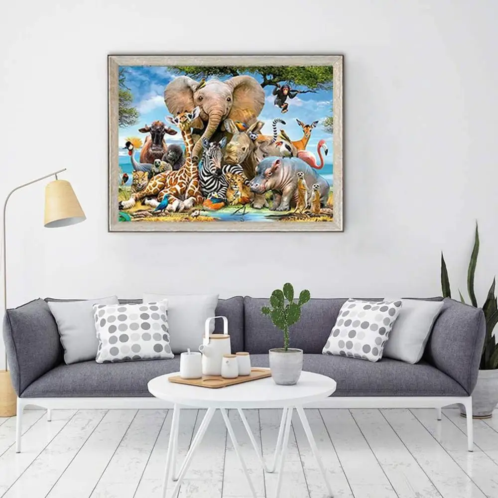 Чистая деревянная 1000 штук головоломка Африканские животные картина для взрослых