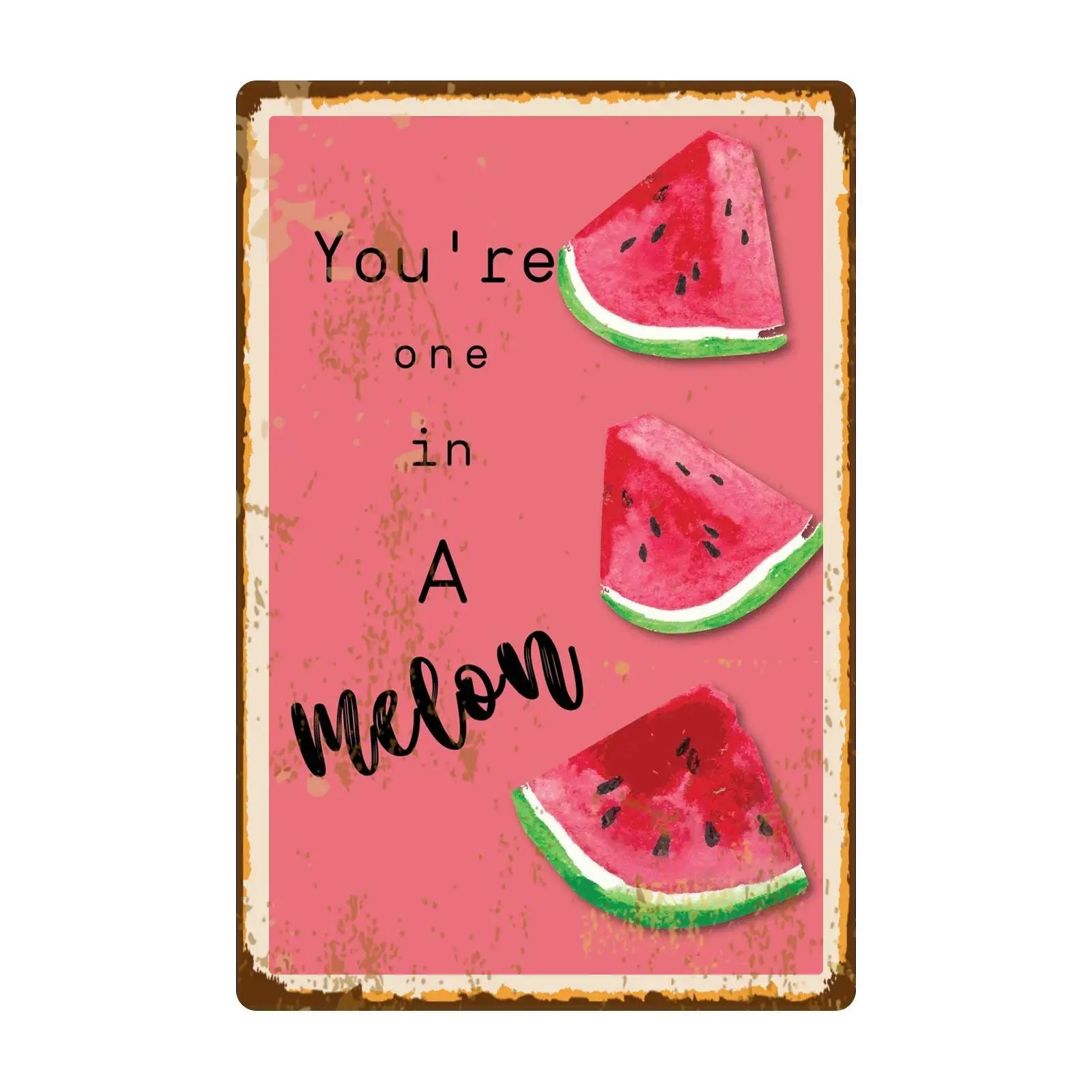 

Summer Red Watermelon Melon Funny Fruits Retro Vintage Tin Metal Sign Home Kitchen Farm Decor Iron Painting Room 12 X 8 Inch