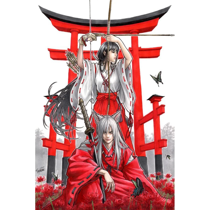 Красивая новинка Inuyasha Аниме постер из шелковой ткани настенный художественный
