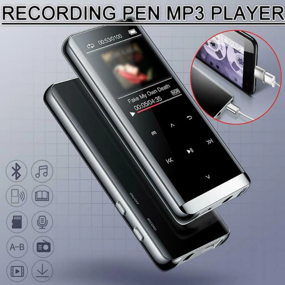 OLED дисплей MP3 плеер без потерь HIFI MP4 Bluetooth музыка запись голоса 800 мАч