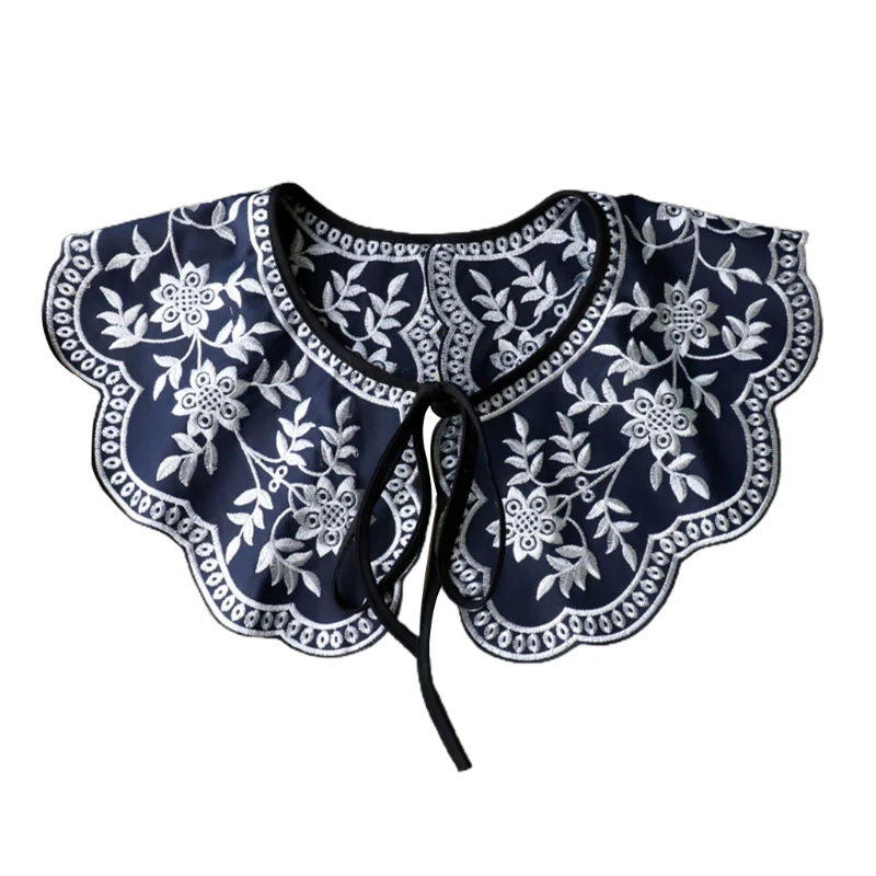 

Vintage Hanfu Shoulder Shawl Wrap Embroidery Floral Necklace Fake Collar Poncho
