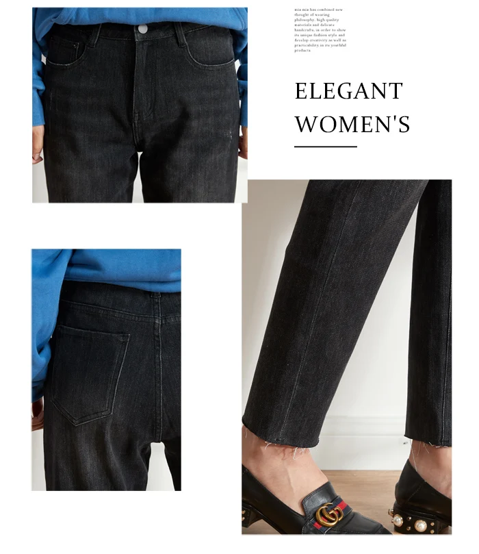 Женские узкие мытые джинсы LEIJIJEANS, черные джинсы из харлана с высокой посадкой, новая модель 9206 большого размера на осень