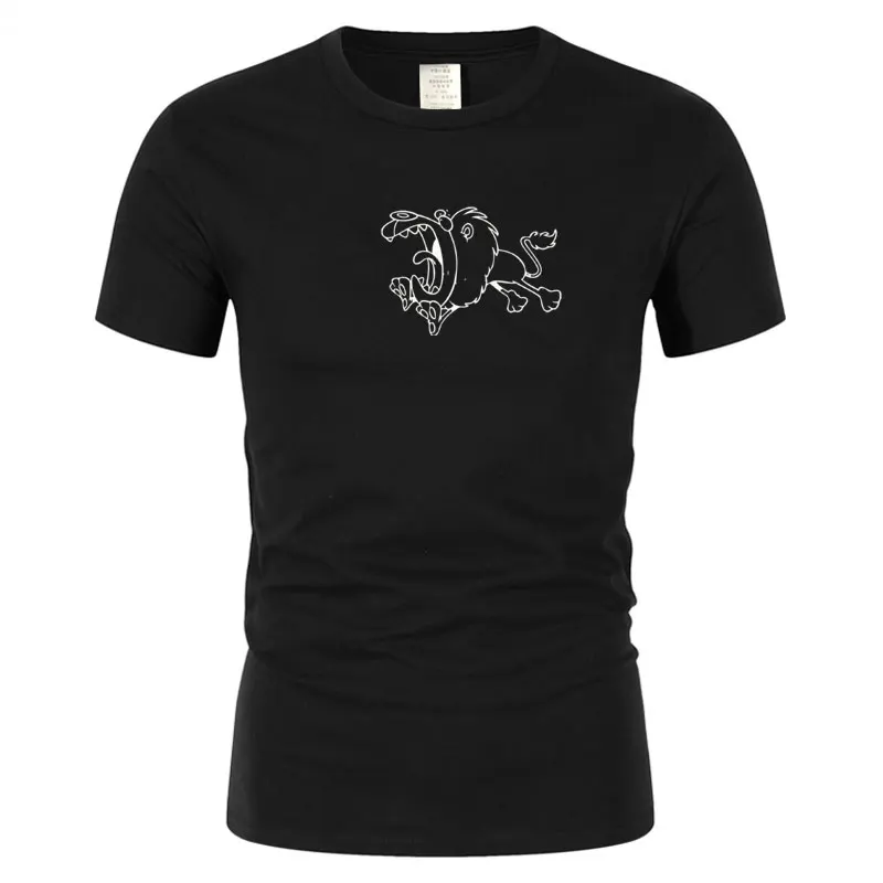 

Повседневный Мужской Хлопковый креативный с коротким рукавом и милым мультяшным львом