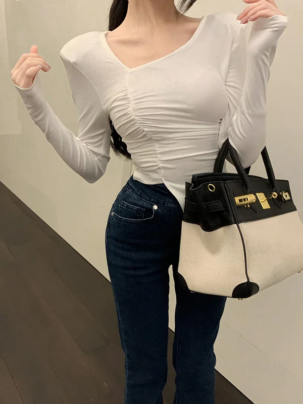 

Real Shot Pure Sweet Hot Girl Irregular Short Top for Women