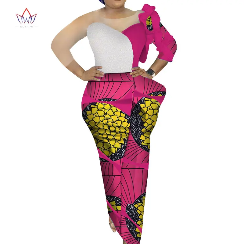 

2020 New African Dresses For Women Autumn Party African Ladies Long Clothes African Print Plus Size Christmas Dress 5xl WY4944