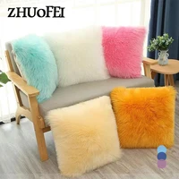 Single-sided Plush Cushion Cover Luxury Lumbar Pillow Cover Sofa Seat Decoration Pure Colour Cushion Cover Pillows Decor Home