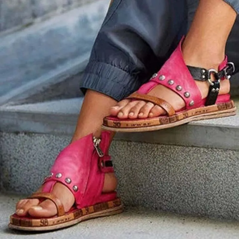 

Women's Sandals Platform Bohemia Retro Style Cross Strap Flats Ladies Open Toe Shoes Woman Female Comfortable Plus Size Footwear