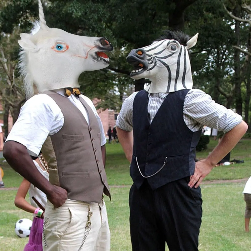 2018 популярный Хэллоуин Смешной Белый Единорог Лошадь Маска для вечеринок